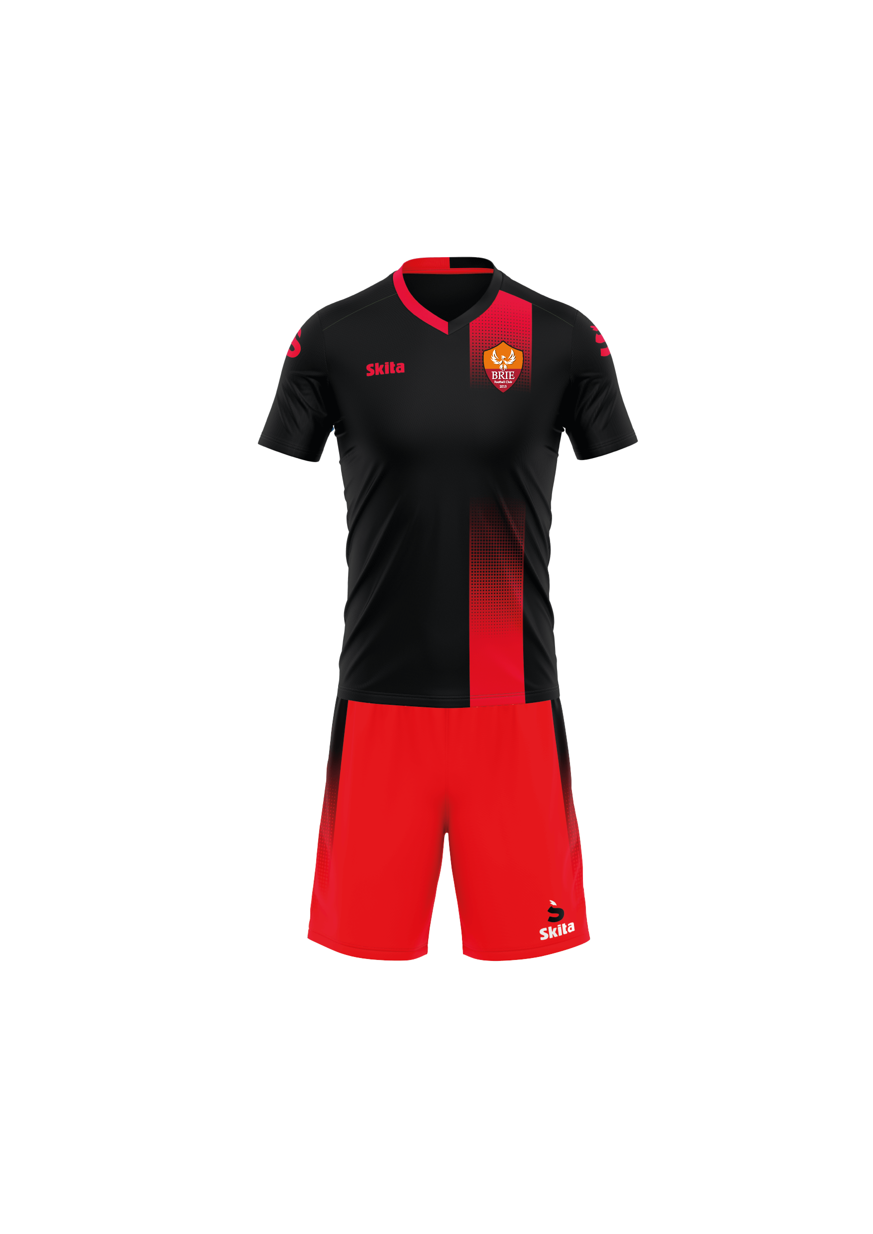 Maillot Short TAVIRA noir/rouge  (BRIE FC)